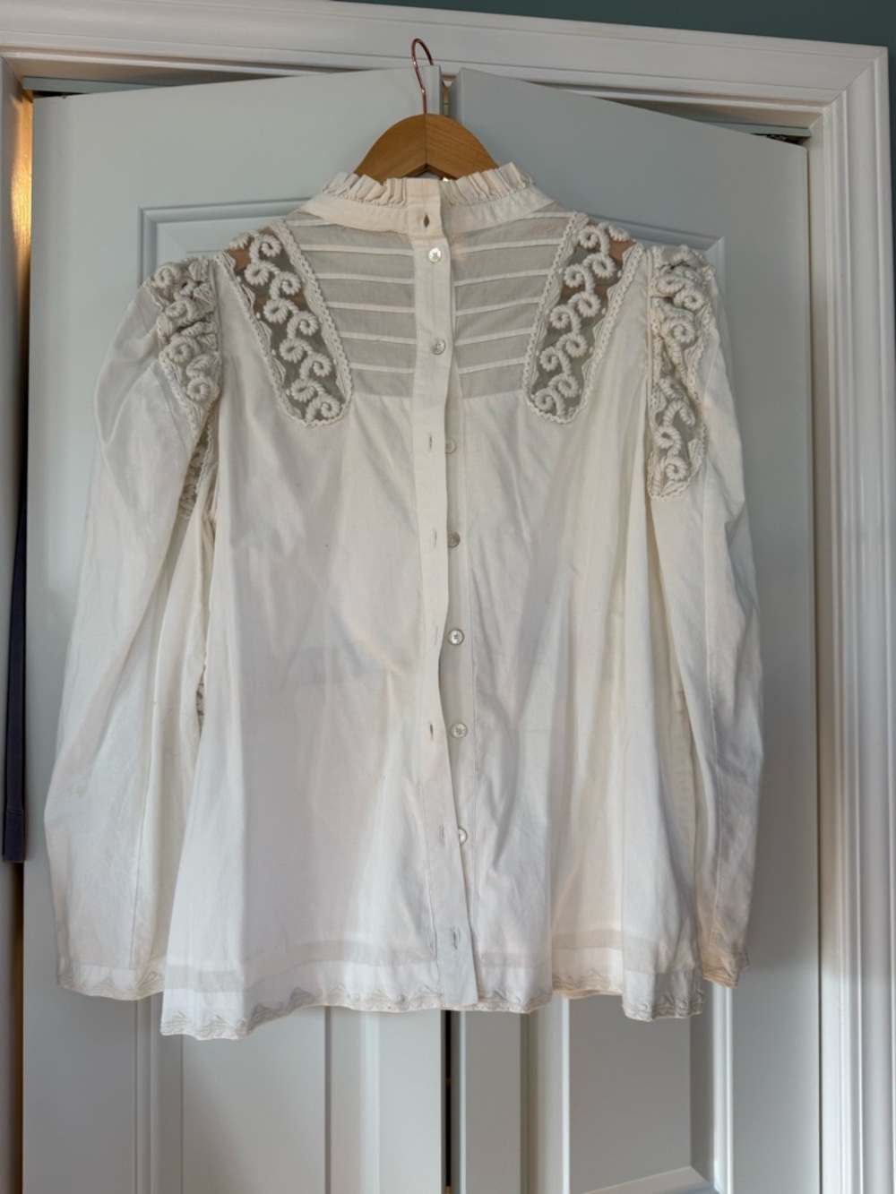 Sea New York Ivory Lace-Inset High Neck Blouse - Picture 5 of 5